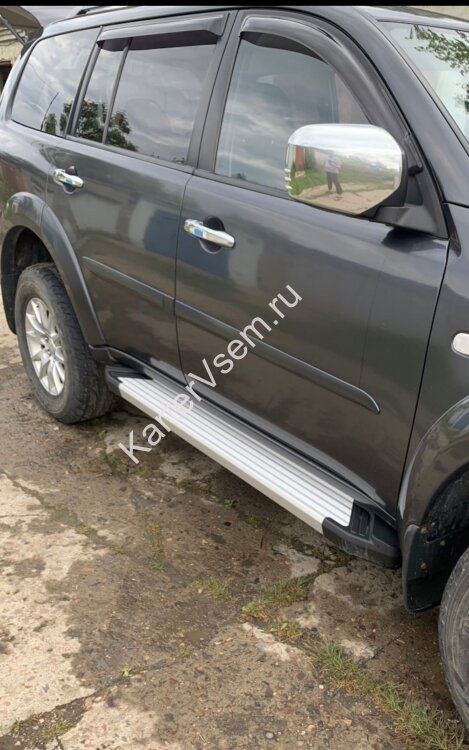Пороги площадки (подножки) "Silver" Rival для Mitsubishi Pajero Sport II 2008-2016, 173 см, 2 шт., алюминий, F173AL.4003.1 с доставкой по всей России