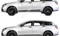 Молдинги на двери AutoMax для Lada Vesta седан, универсал 2015-н.в., ABS пластик 2.3 мм, 4 шт., AMP.6005.003 с доставкой по всей России